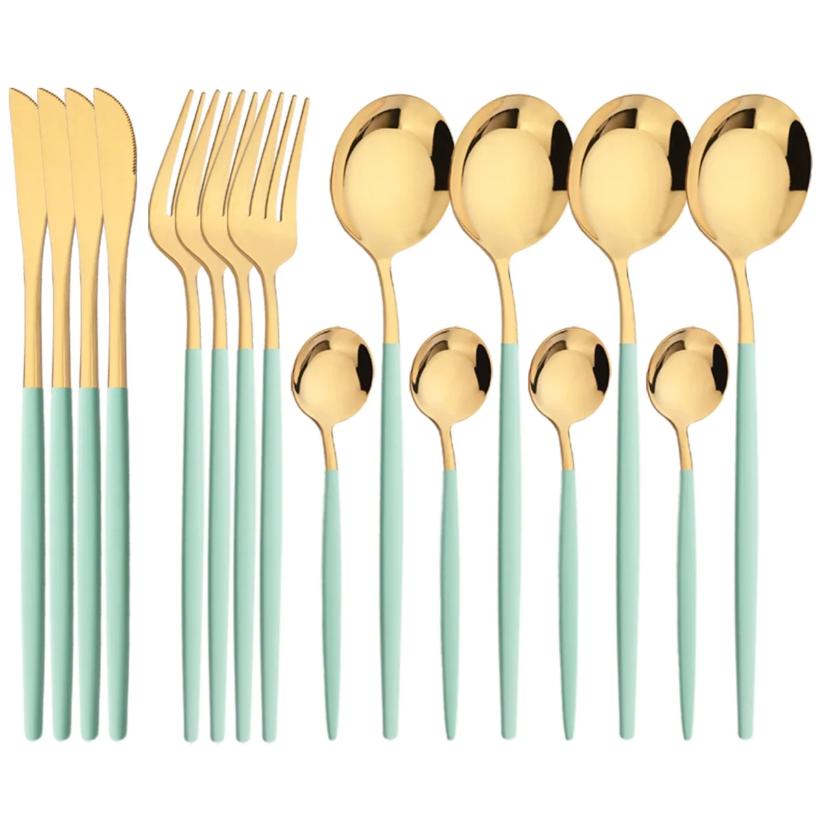 16Pcs Mirror Gold Dinnerware Set Stainless Steel Cutlery Set Fork Knife Coffee Spoon Tableware Silverware Kitchen Flatware Set - Image 12