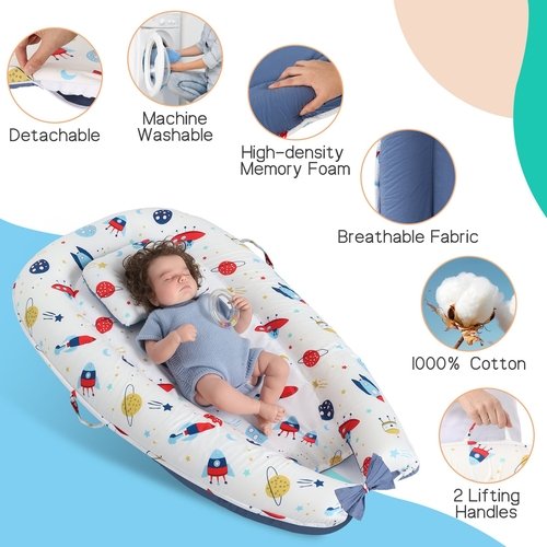 Baby's Crib pure Cotton Sleeve , High-grade Memory Foam, Inner Core, D