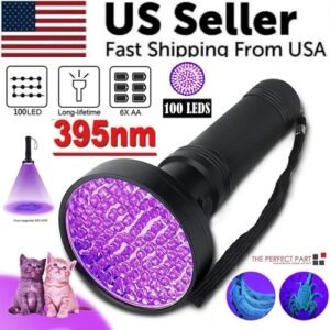 UV Ultraviolet Light 100 LED Flashlight BlackLight 395nM Inspection