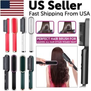 Hair Straightener Brush Straightening Curler Hot Comb Electric