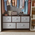 Extra Wide Fabric 5 Drawer Storage Organizer Unit Bronze