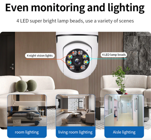 360° 1080P IP E27 Light Bulb Camera Wi-Fi IR Night Smart Home Wireless